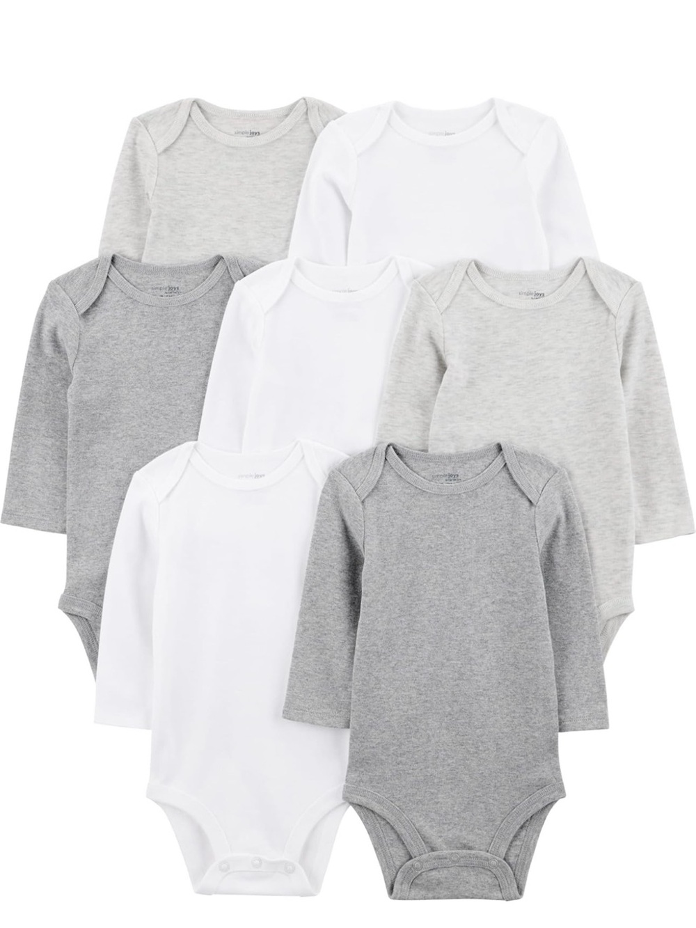 Simple Joys by Carter’s - 7-Pack Long Sleeve Baby Bodysuits - 0-3 months